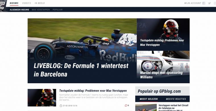 Volg de eerste Verstappen-rit en het F1-nieuws op het splinternieuwe GPblog.com!