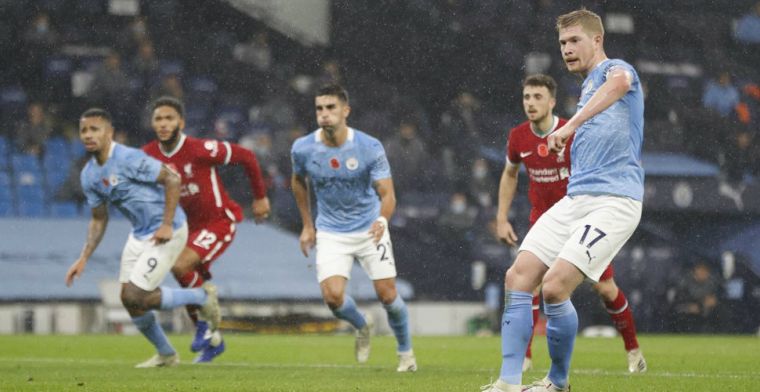 Liverpool houdt Manchester City mede door gemiste pingel De Bruyne op afstand