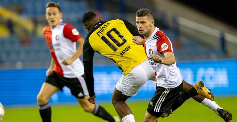 Vitesse overleeft bloedstollende slotfase en wint Eredivisie-kraker van Feyenoord