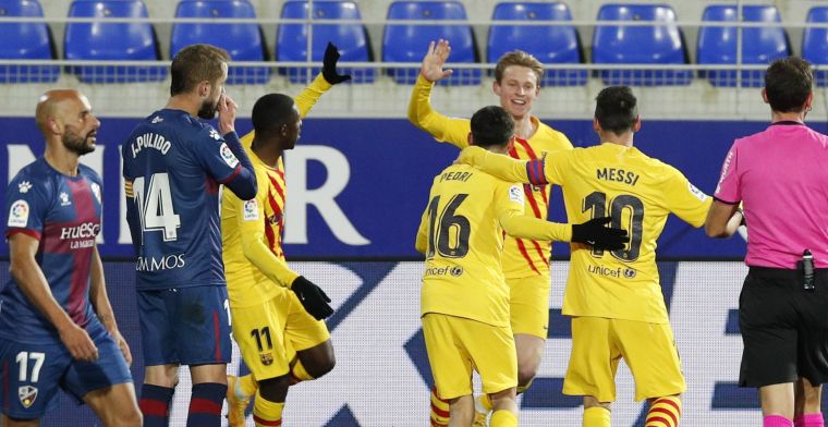 Barça opent 2021 met nipte zege: De Jong matchwinner in El Alcoraz