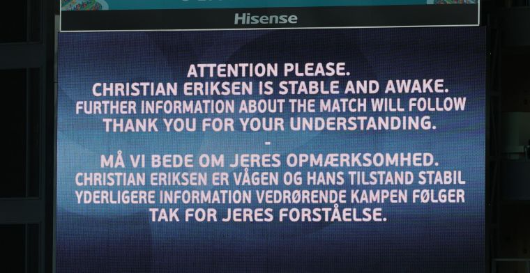 Deense bondsvoorzitter: 'Eriksen kwam in stadion bij kennis en sprak teamgenoten'