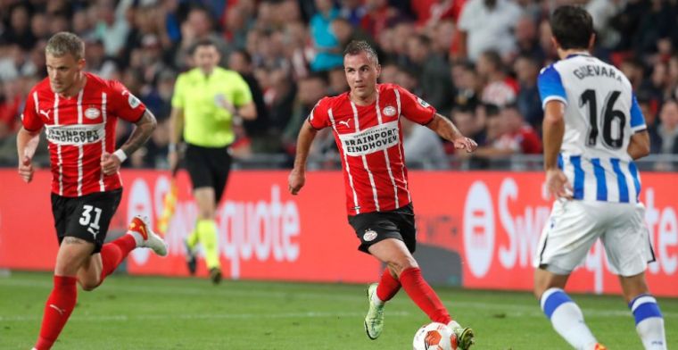 PSV ontsnapt in blessuretijd tegen Sociedad, Götze helpt zijn ploeg aan punt