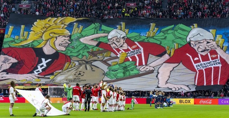 Ajax beboet door KNVB vanwege 'kwetsend spandoek' en vuurwerk tijdens PSV-thuis