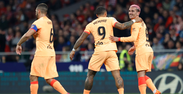 Griezmann schiet Atlético voorbij Athletic met klein aandeel voor Depay